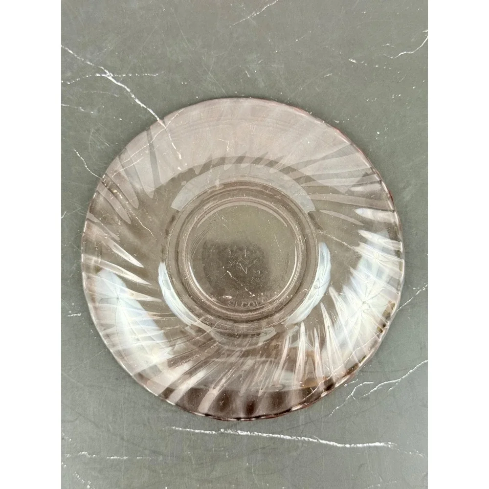Vintage Arcoroc France Pink Swirl Rosaline Saucer 1980s Glass